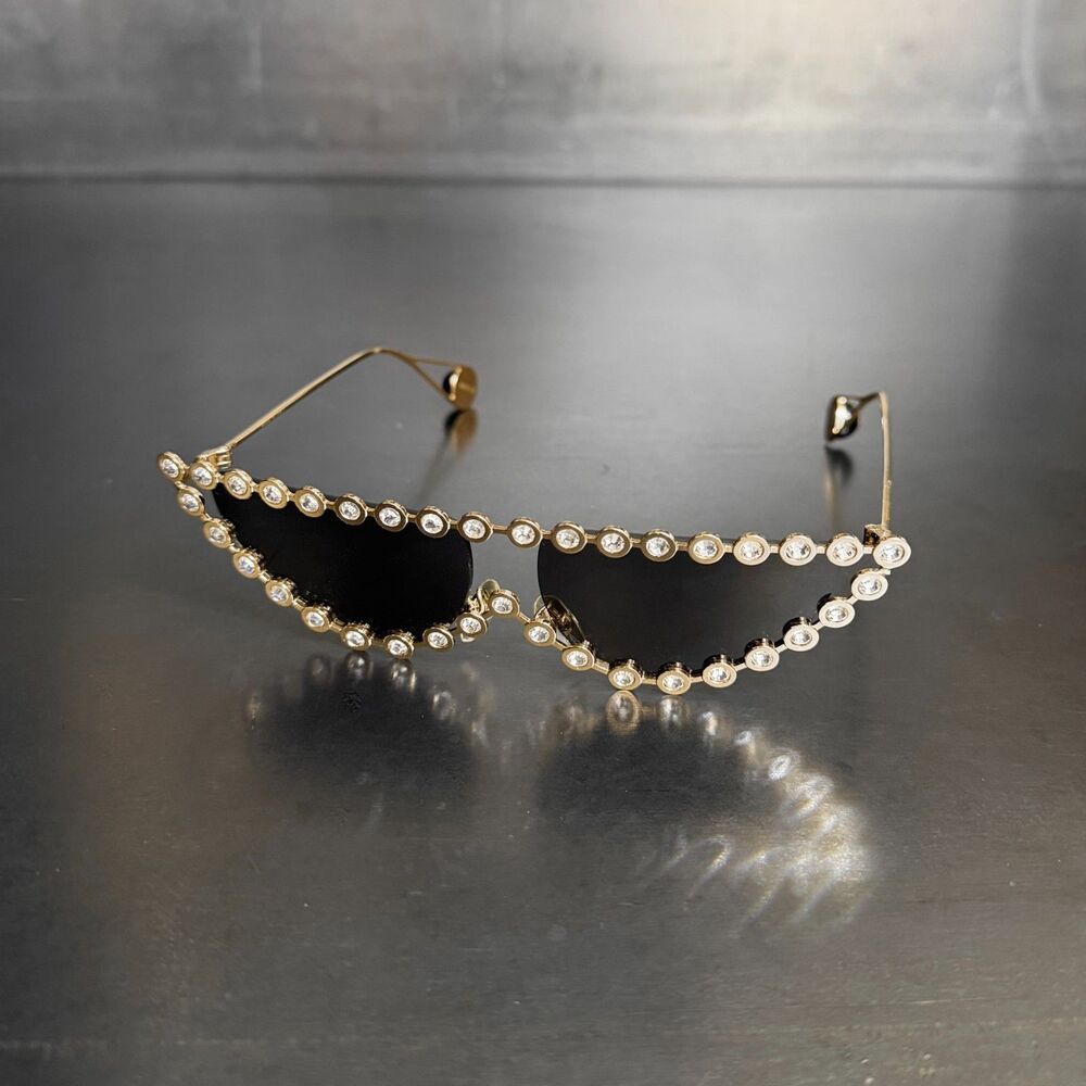 Gucci Hollywood Forever GG0364S-001 Gold Framed Cat-Eye Sunglasses w/ Crystals